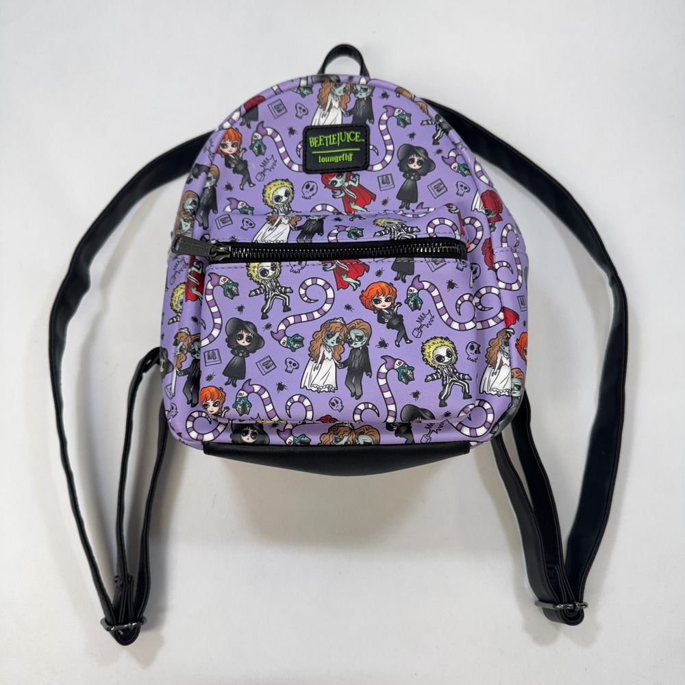 Loungefly Beetlejuice Chibi Mini Backpack Purple Lydia Deetz Sandworm OS